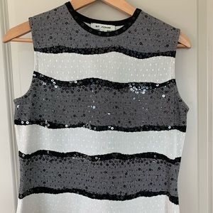 Black and white sequin top